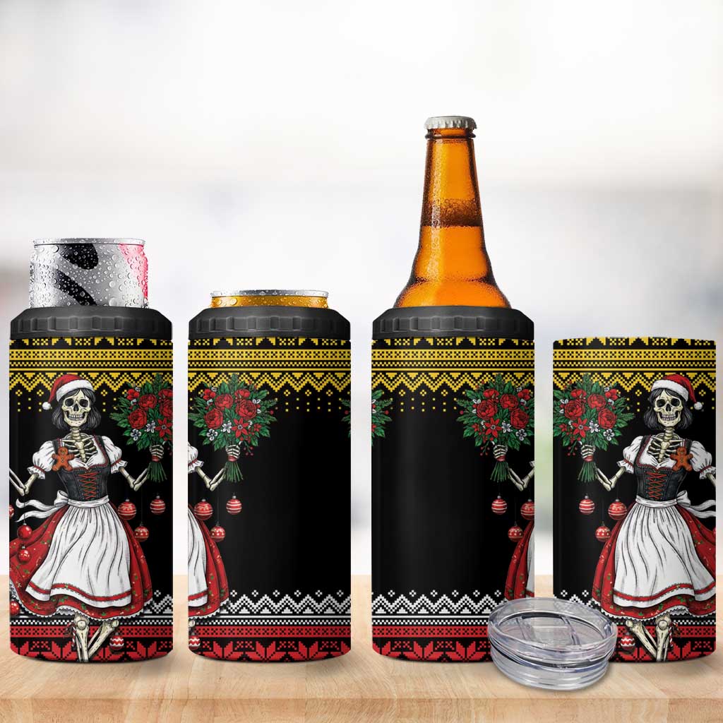 Dirndl Skeleton Dance 4 in 1 Can Cooler Tumbler Bavarian Gothic Christmas - Wonder Print Shop