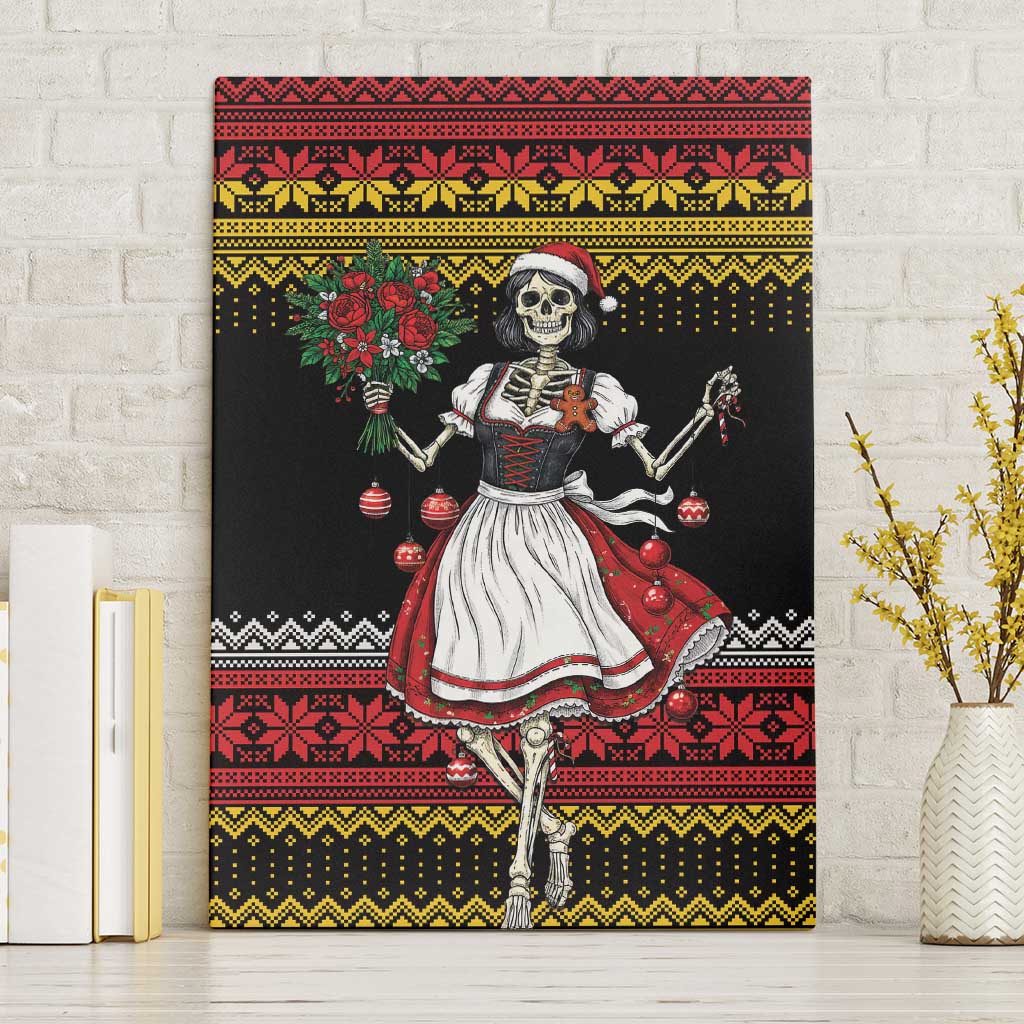 Dirndl Skeleton Dance Canvas Wall Art Bavarian Gothic Christmas - Wonder Print Shop