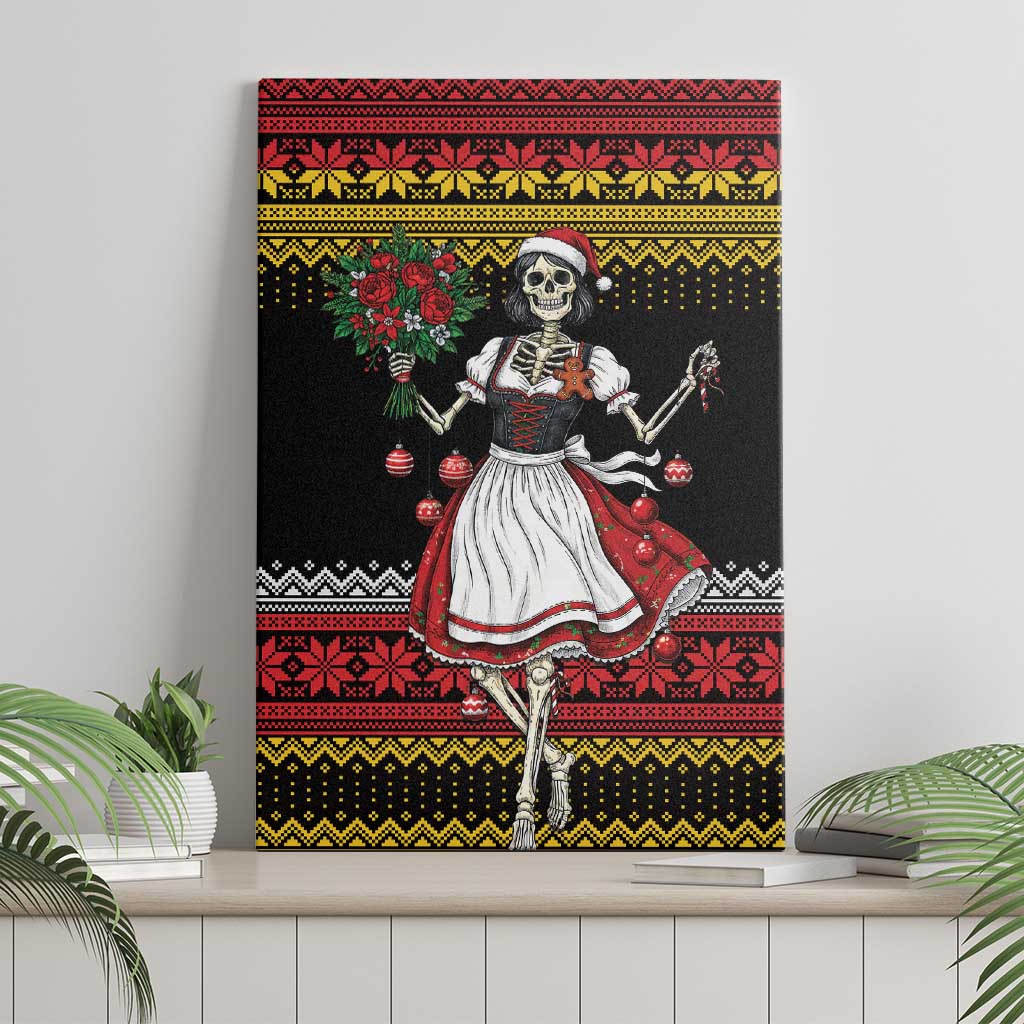 Dirndl Skeleton Dance Canvas Wall Art Bavarian Gothic Christmas - Wonder Print Shop