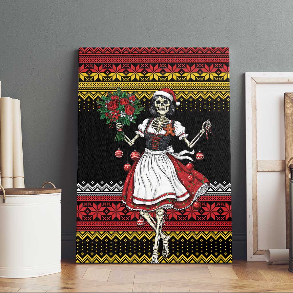 Dirndl Skeleton Dance Canvas Wall Art Bavarian Gothic Christmas - Wonder Print Shop
