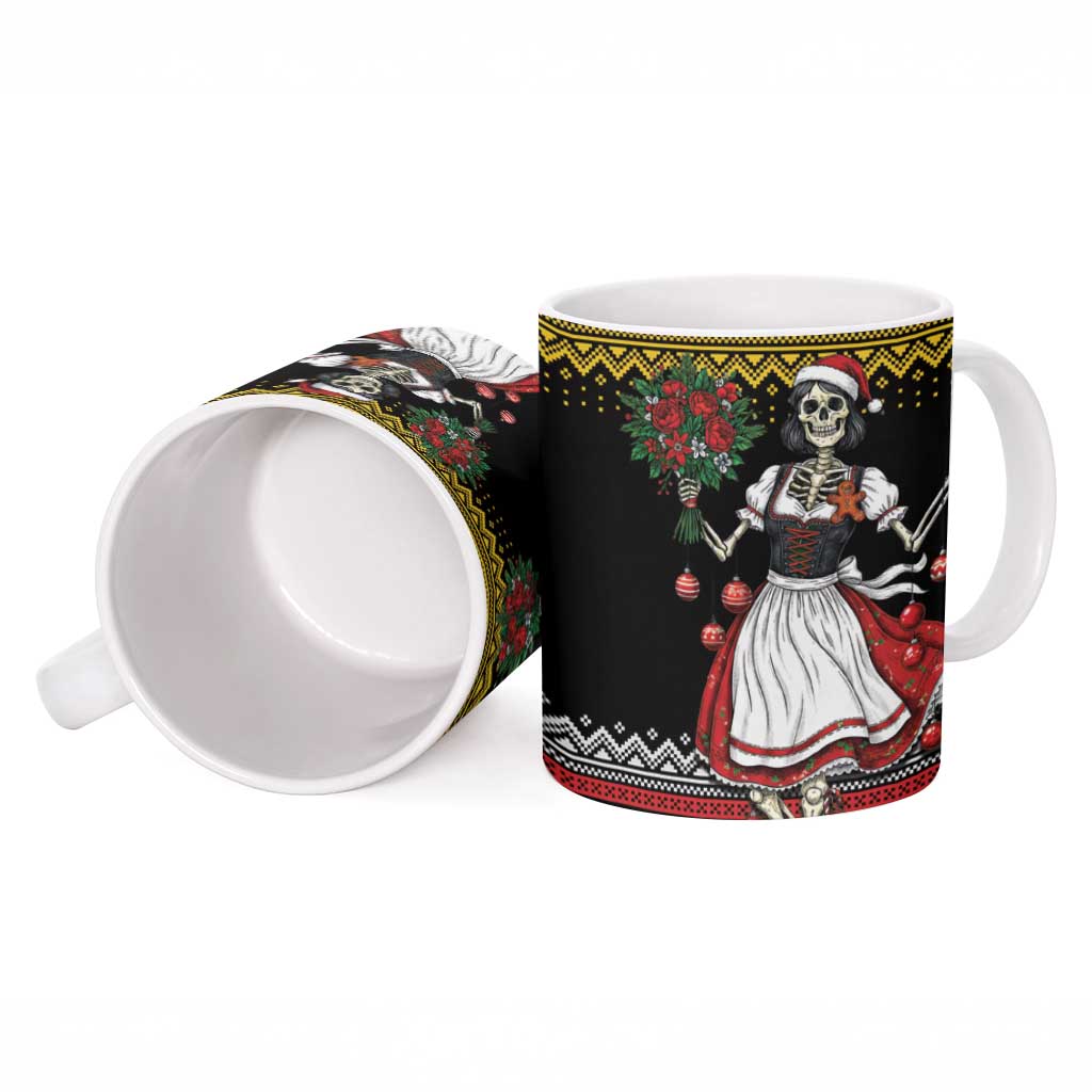 Dirndl Skeleton Dance Ceramic Mug Bavarian Gothic Christmas - Wonder Print Shop