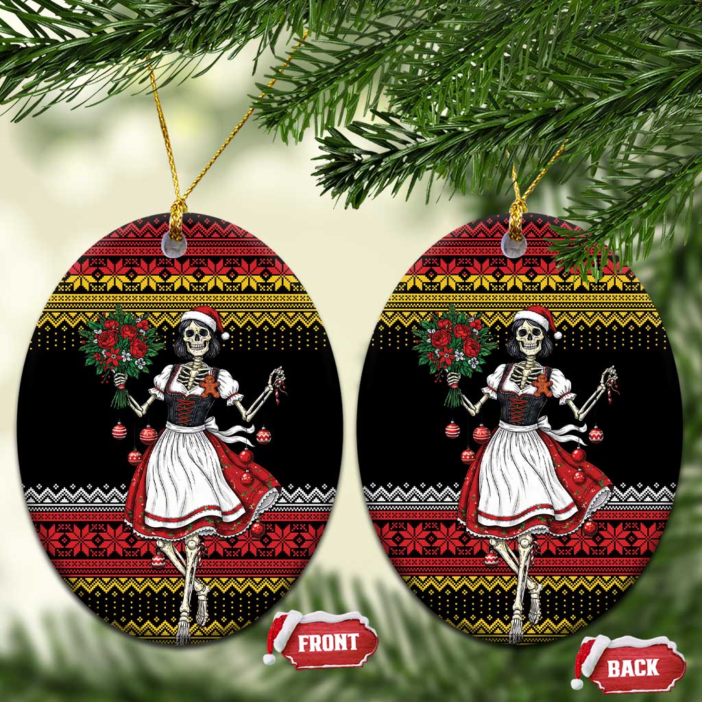 Dirndl Skeleton Dance Ceramic Ornament Bavarian Gothic Christmas - Wonder Print Shop