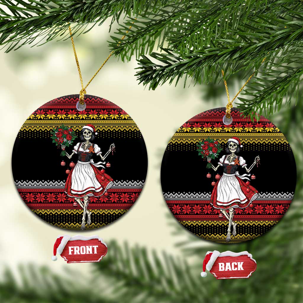 Dirndl Skeleton Dance Ceramic Ornament Bavarian Gothic Christmas - Wonder Print Shop