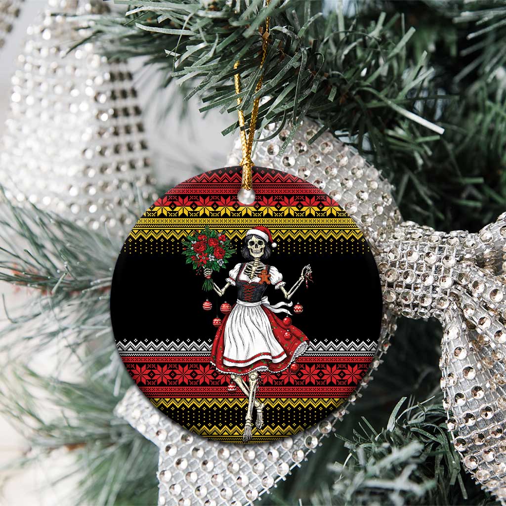 Dirndl Skeleton Dance Ceramic Ornament Bavarian Gothic Christmas - Wonder Print Shop