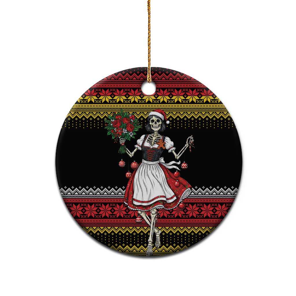 Dirndl Skeleton Dance Ceramic Ornament Bavarian Gothic Christmas - Wonder Print Shop