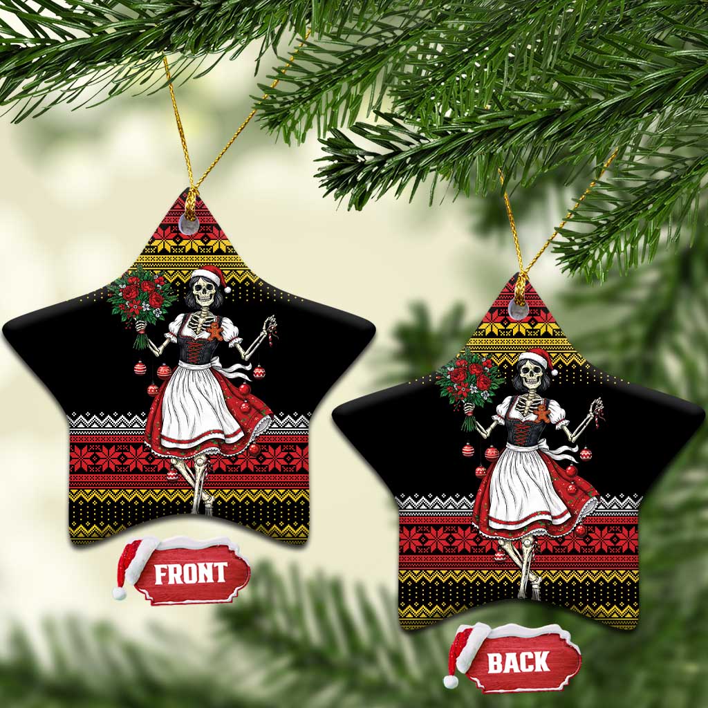 Dirndl Skeleton Dance Ceramic Ornament Bavarian Gothic Christmas - Wonder Print Shop