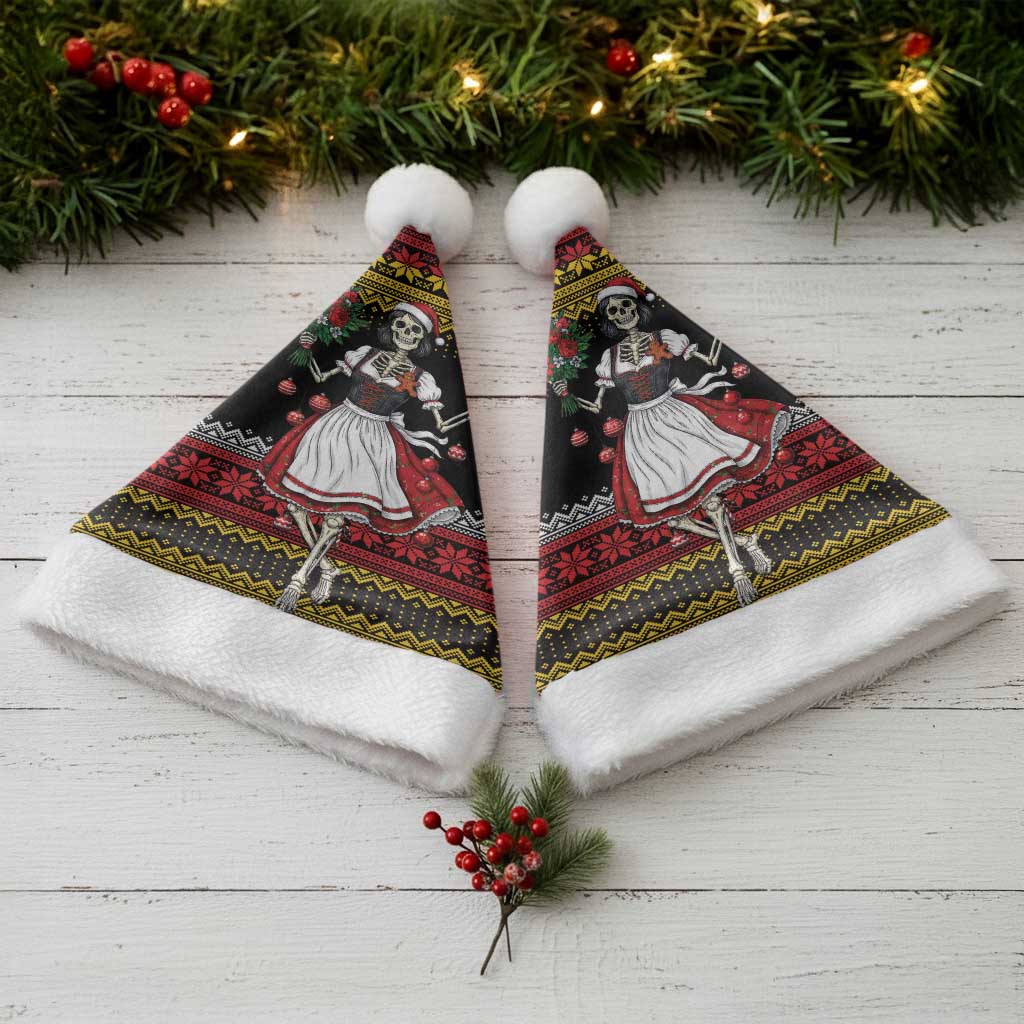 Dirndl Skeleton Dance Christmas Santa Hat Bavarian Gothic Christmas - Wonder Print Shop