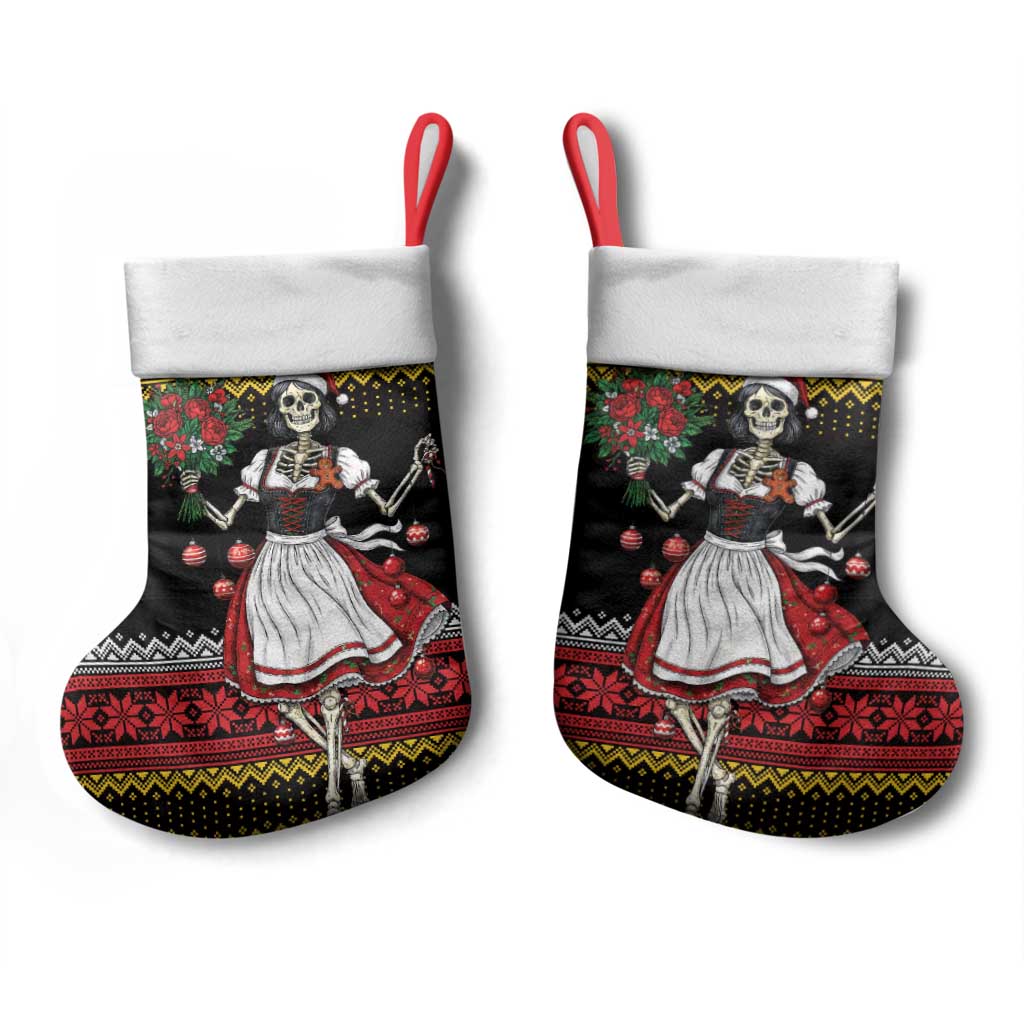 Dirndl Skeleton Dance Christmas Stocking Bavarian Gothic Christmas - Wonder Print Shop
