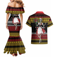 Dirndl Skeleton Dance Couples Matching Mermaid Dress and Hawaiian Shirt Bavarian Gothic Christmas - Wonder Print Shop