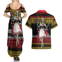 Dirndl Skeleton Dance Couples Matching Summer Maxi Dress and Hawaiian Shirt Bavarian Gothic Christmas - Wonder Print Shop