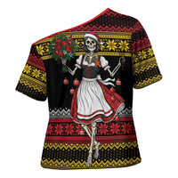 Dirndl Skeleton Dance Cross Shoulder Shirt Bavarian Gothic Christmas - Wonder Print Shop