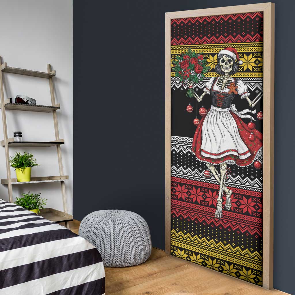 Dirndl Skeleton Dance Door Cover Bavarian Gothic Christmas - Wonder Print Shop