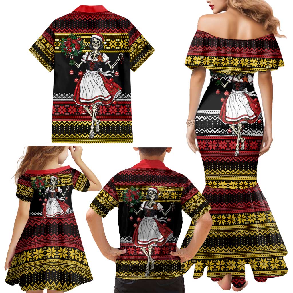 Dirndl Skeleton Dance Family Matching Mermaid Dress and Hawaiian Shirt Bavarian Gothic Christmas - Wonder Print Shop
