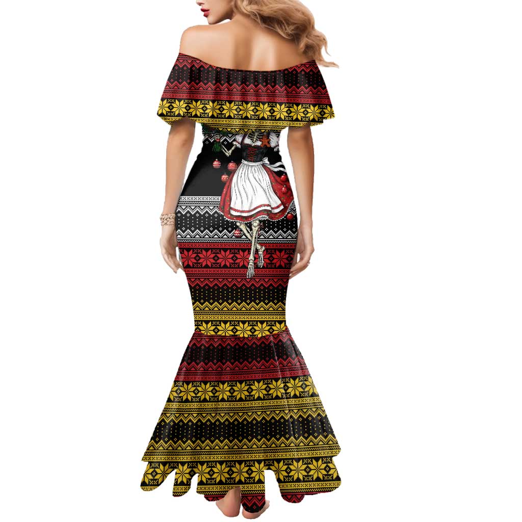 Dirndl Skeleton Dance Family Matching Mermaid Dress and Hawaiian Shirt Bavarian Gothic Christmas - Wonder Print Shop