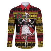 Dirndl Skeleton Dance Family Matching Off The Shoulder Long Sleeve Dress and Hawaiian Shirt Bavarian Gothic Christmas - Wonder Print Shop