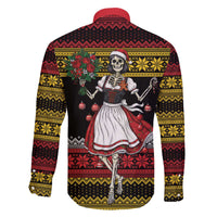 Dirndl Skeleton Dance Family Matching Off The Shoulder Long Sleeve Dress and Hawaiian Shirt Bavarian Gothic Christmas - Wonder Print Shop