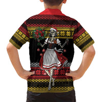 Dirndl Skeleton Dance Family Matching Off Shoulder Maxi Dress and Hawaiian Shirt Bavarian Gothic Christmas - Wonder Print Shop