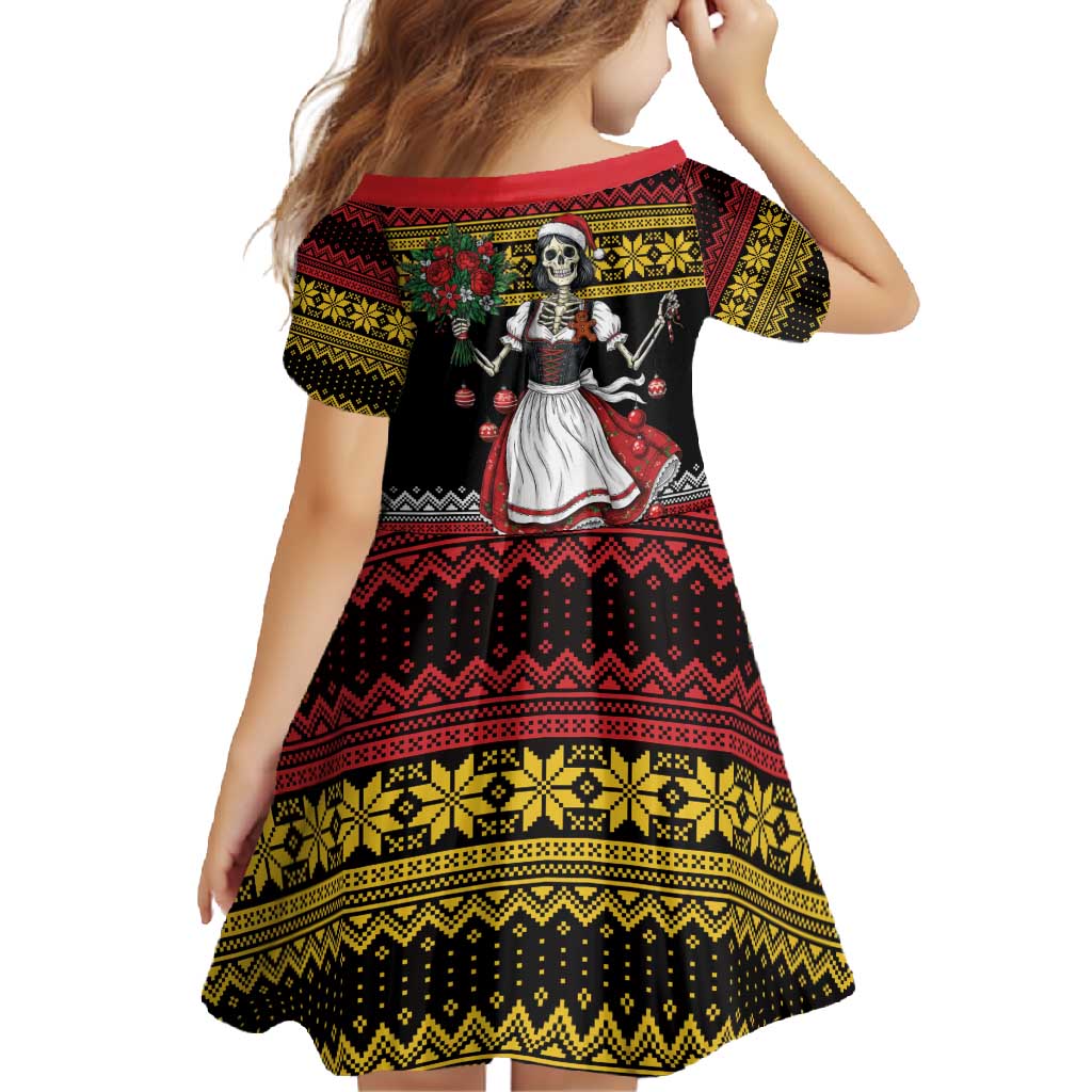Dirndl Skeleton Dance Family Matching Off Shoulder Maxi Dress and Hawaiian Shirt Bavarian Gothic Christmas - Wonder Print Shop