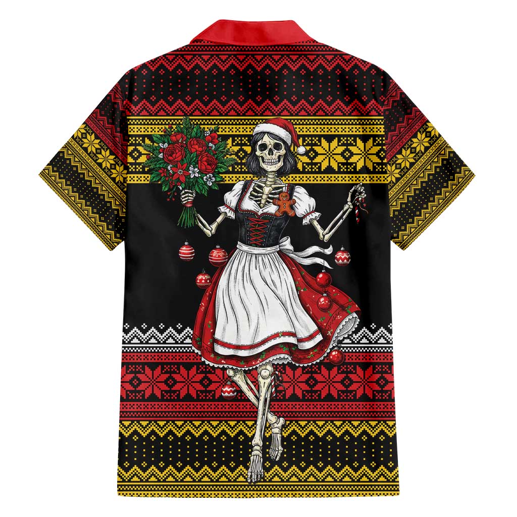 Dirndl Skeleton Dance Family Matching Off Shoulder Maxi Dress and Hawaiian Shirt Bavarian Gothic Christmas - Wonder Print Shop
