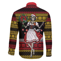 Dirndl Skeleton Dance Family Matching Off Shoulder Maxi Dress and Hawaiian Shirt Bavarian Gothic Christmas - Wonder Print Shop