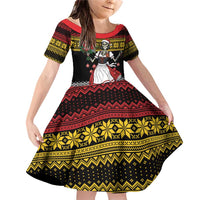 Dirndl Skeleton Dance Family Matching Off Shoulder Short Dress and Hawaiian Shirt Bavarian Gothic Christmas - Wonder Print Shop