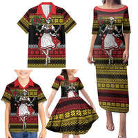 Dirndl Skeleton Dance Family Matching Puletasi and Hawaiian Shirt Bavarian Gothic Christmas - Wonder Print Shop