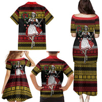 Dirndl Skeleton Dance Family Matching Puletasi and Hawaiian Shirt Bavarian Gothic Christmas - Wonder Print Shop