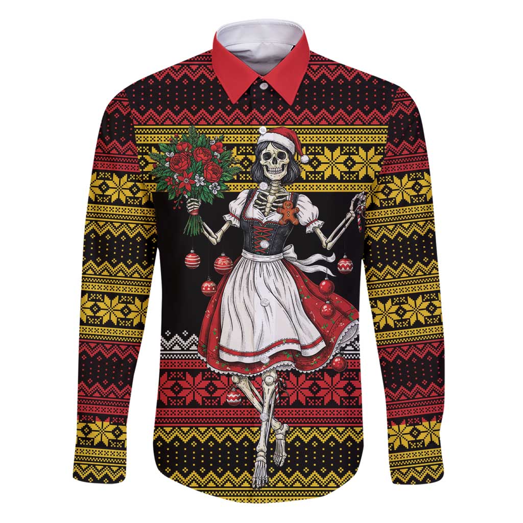 Dirndl Skeleton Dance Family Matching Puletasi and Hawaiian Shirt Bavarian Gothic Christmas - Wonder Print Shop