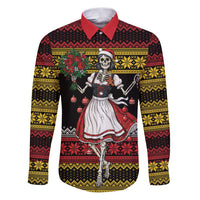 Dirndl Skeleton Dance Family Matching Puletasi and Hawaiian Shirt Bavarian Gothic Christmas - Wonder Print Shop