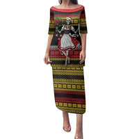 Dirndl Skeleton Dance Family Matching Puletasi and Hawaiian Shirt Bavarian Gothic Christmas - Wonder Print Shop
