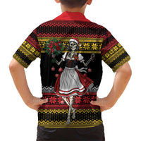 Dirndl Skeleton Dance Family Matching Short Sleeve Bodycon Dress and Hawaiian Shirt Bavarian Gothic Christmas - Wonder Print Shop