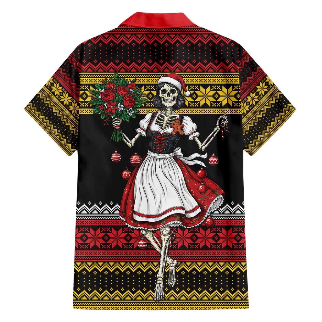 Dirndl Skeleton Dance Family Matching Short Sleeve Bodycon Dress and Hawaiian Shirt Bavarian Gothic Christmas - Wonder Print Shop
