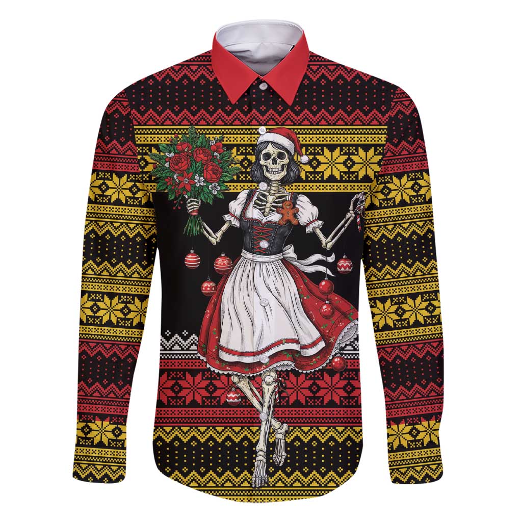 Dirndl Skeleton Dance Family Matching Short Sleeve Bodycon Dress and Hawaiian Shirt Bavarian Gothic Christmas - Wonder Print Shop