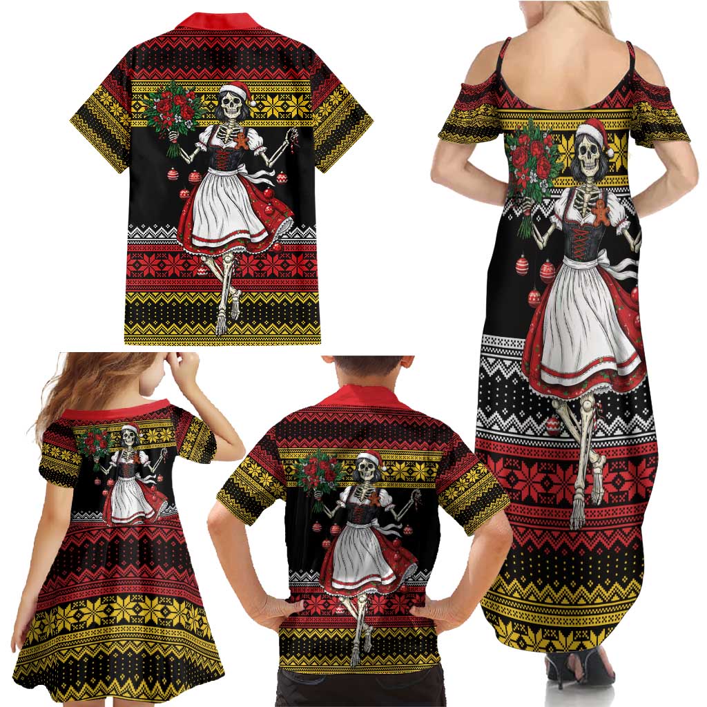 Dirndl Skeleton Dance Family Matching Summer Maxi Dress and Hawaiian Shirt Bavarian Gothic Christmas - Wonder Print Shop