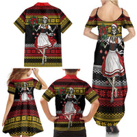 Dirndl Skeleton Dance Family Matching Summer Maxi Dress and Hawaiian Shirt Bavarian Gothic Christmas - Wonder Print Shop