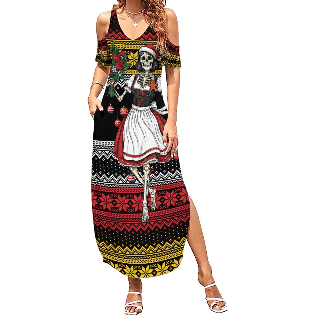 Dirndl Skeleton Dance Family Matching Summer Maxi Dress and Hawaiian Shirt Bavarian Gothic Christmas - Wonder Print Shop