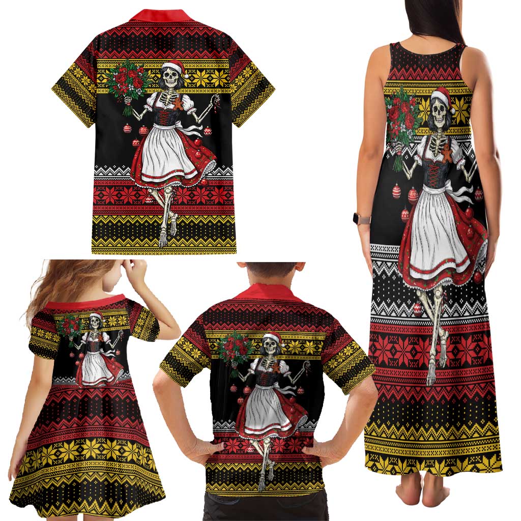 Dirndl Skeleton Dance Family Matching Tank Maxi Dress and Hawaiian Shirt Bavarian Gothic Christmas - Wonder Print Shop