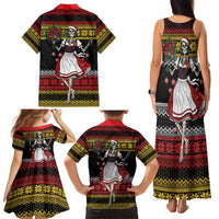 Dirndl Skeleton Dance Family Matching Tank Maxi Dress and Hawaiian Shirt Bavarian Gothic Christmas - Wonder Print Shop