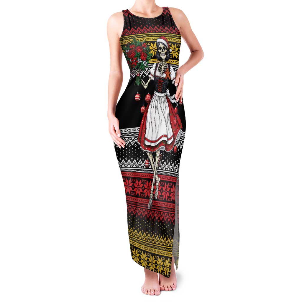 Dirndl Skeleton Dance Family Matching Tank Maxi Dress and Hawaiian Shirt Bavarian Gothic Christmas - Wonder Print Shop