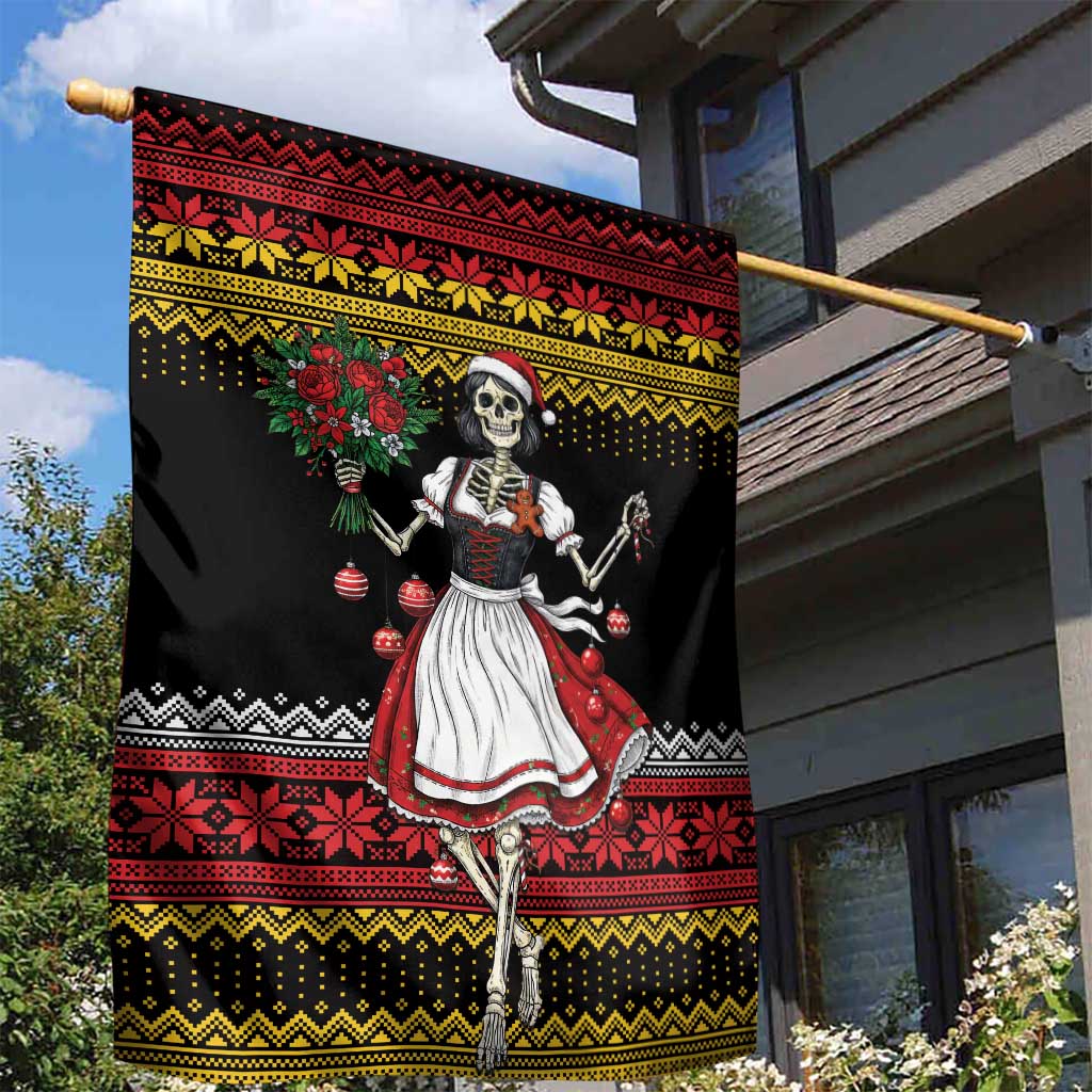 Dirndl Skeleton Dance Garden Flag Bavarian Gothic Christmas - Wonder Print Shop