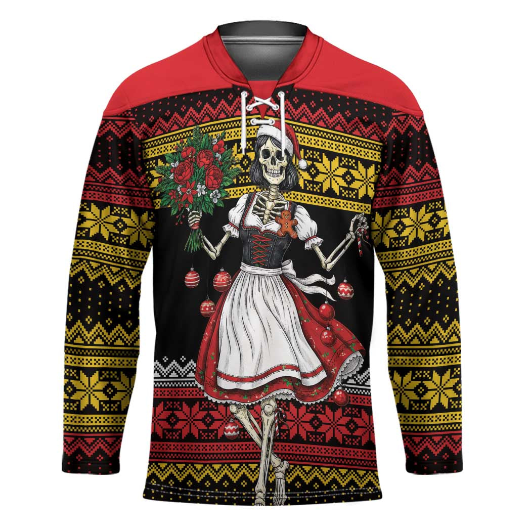 Dirndl Skeleton Dance Hockey Jersey Bavarian Gothic Christmas - Wonder Print Shop