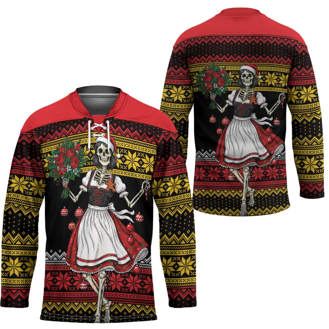 Dirndl Skeleton Dance Hockey Jersey Bavarian Gothic Christmas - Wonder Print Shop