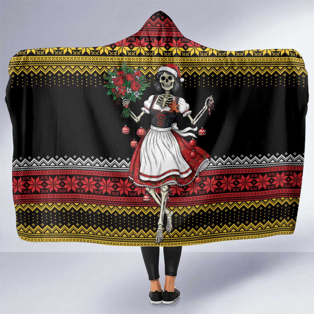 Dirndl Skeleton Dance Hooded Blanket Bavarian Gothic Christmas - Wonder Print Shop