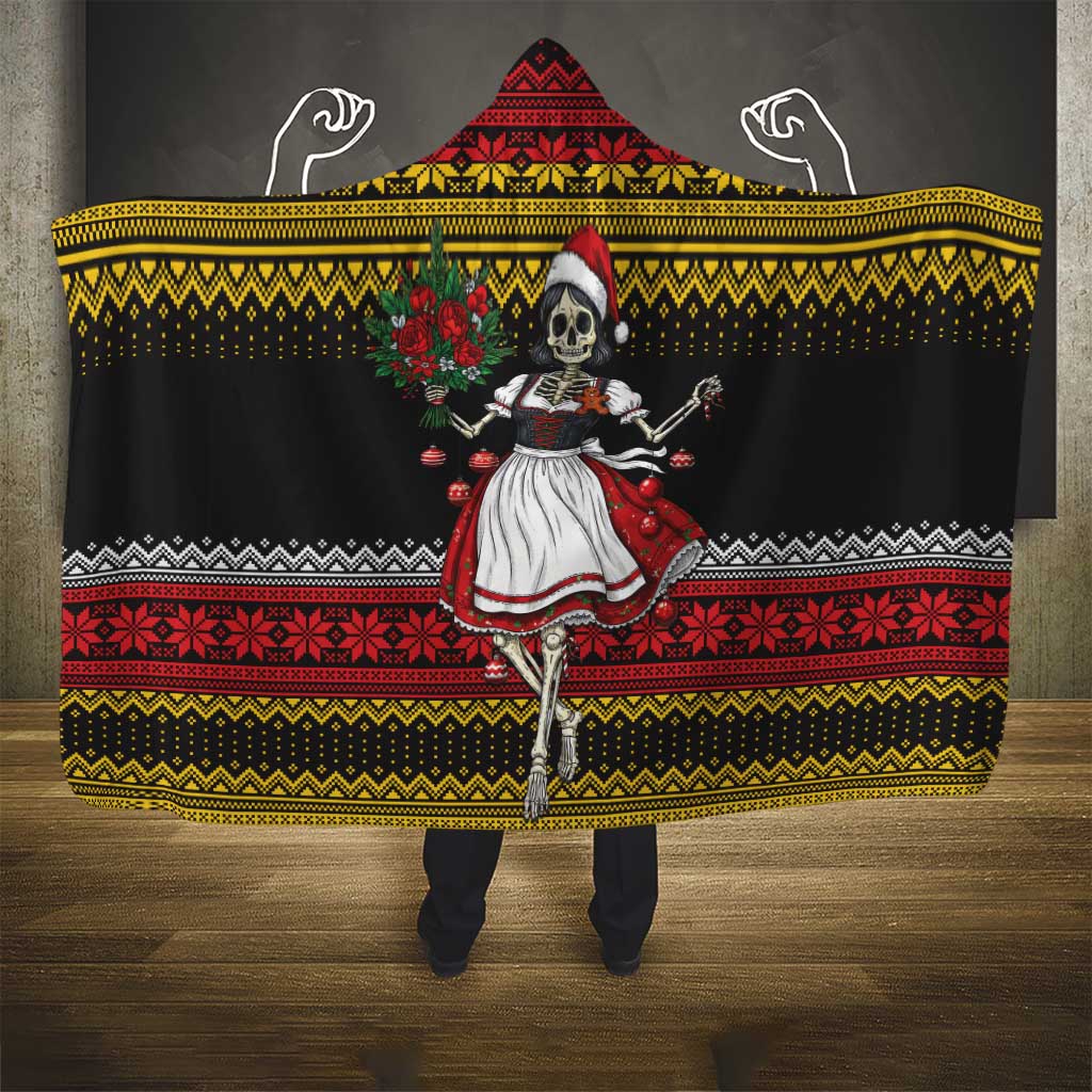 Dirndl Skeleton Dance Hooded Blanket Bavarian Gothic Christmas - Wonder Print Shop