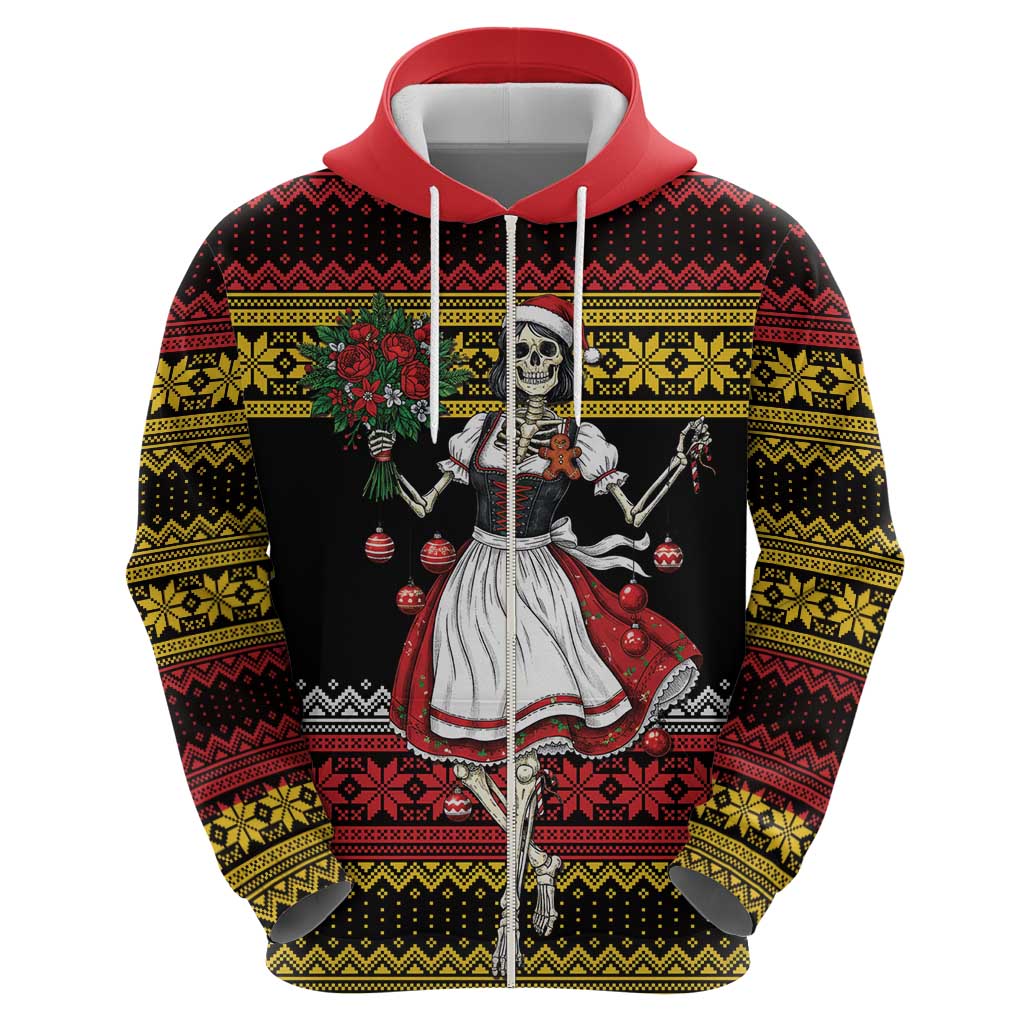 Dirndl Skeleton Dance Hoodie Bavarian Gothic Christmas - Wonder Print Shop