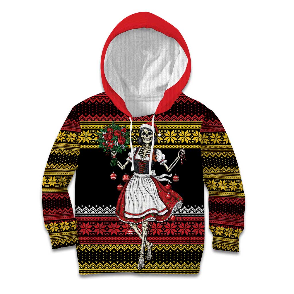 Dirndl Skeleton Dance Kid Hoodie Bavarian Gothic Christmas - Wonder Print Shop