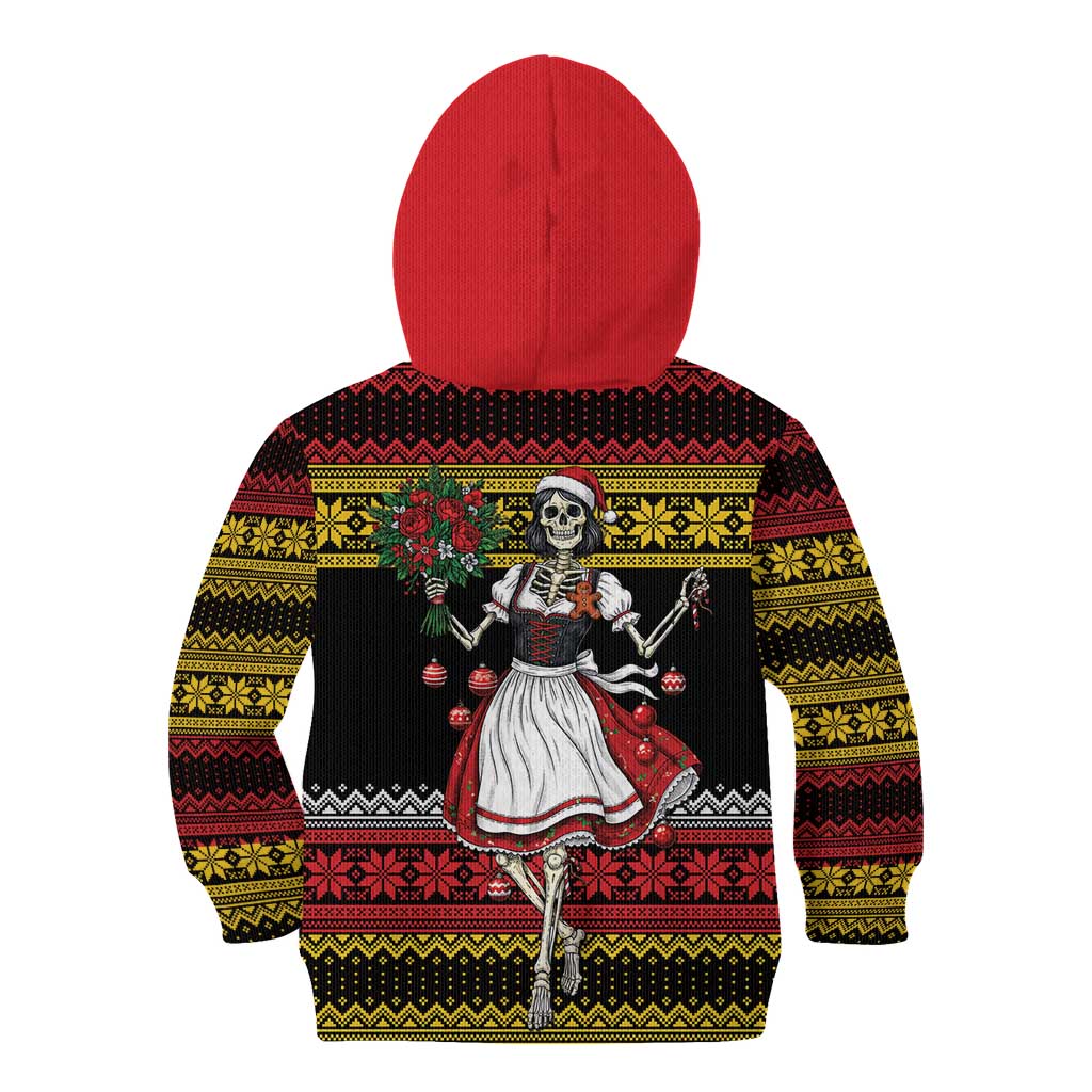 Dirndl Skeleton Dance Kid Hoodie Bavarian Gothic Christmas - Wonder Print Shop