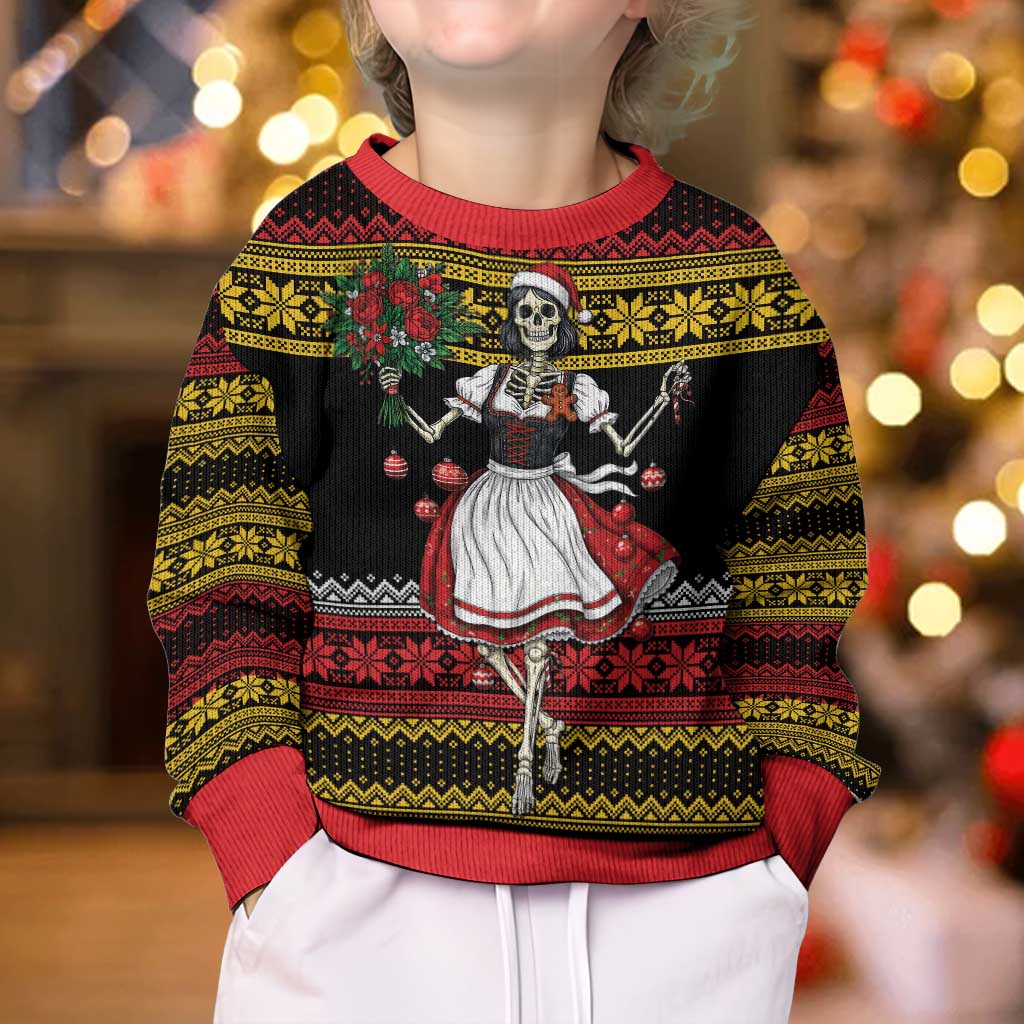 Dirndl Skeleton Dance Kid Ugly Christmas Sweater Bavarian Gothic Christmas - Wonder Print Shop