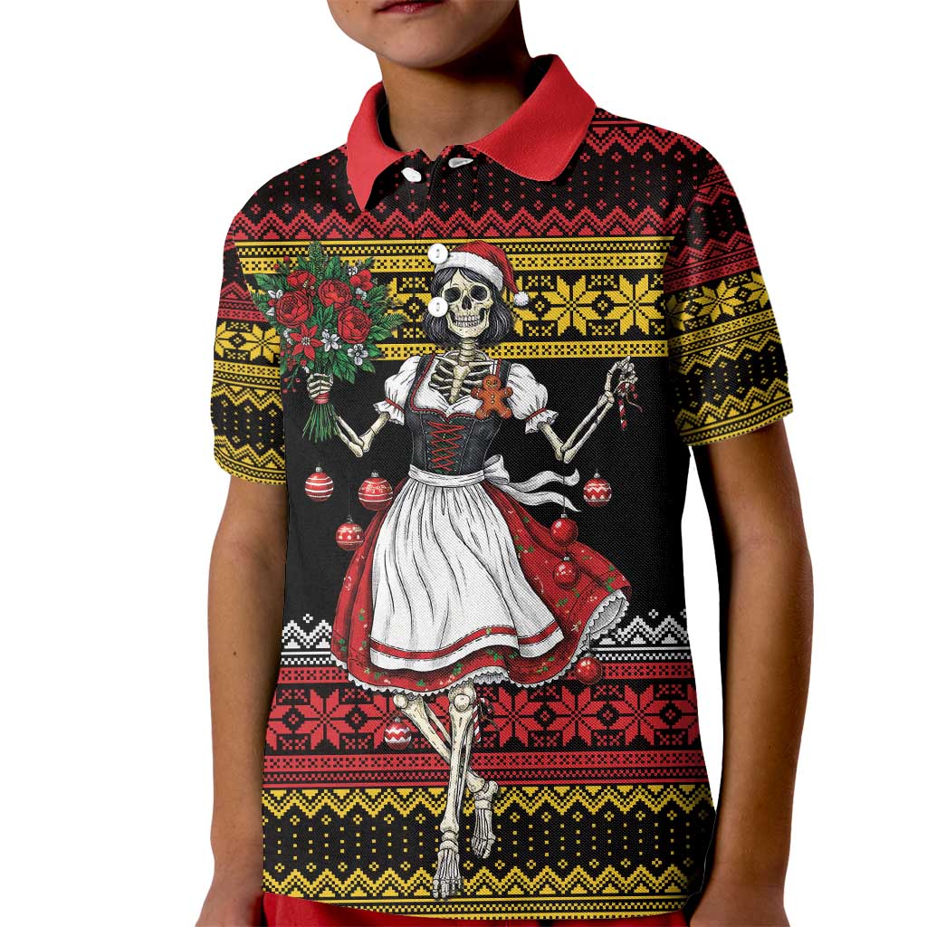 Dirndl Skeleton Dance Kid Polo Shirt Bavarian Gothic Christmas - Wonder Print Shop