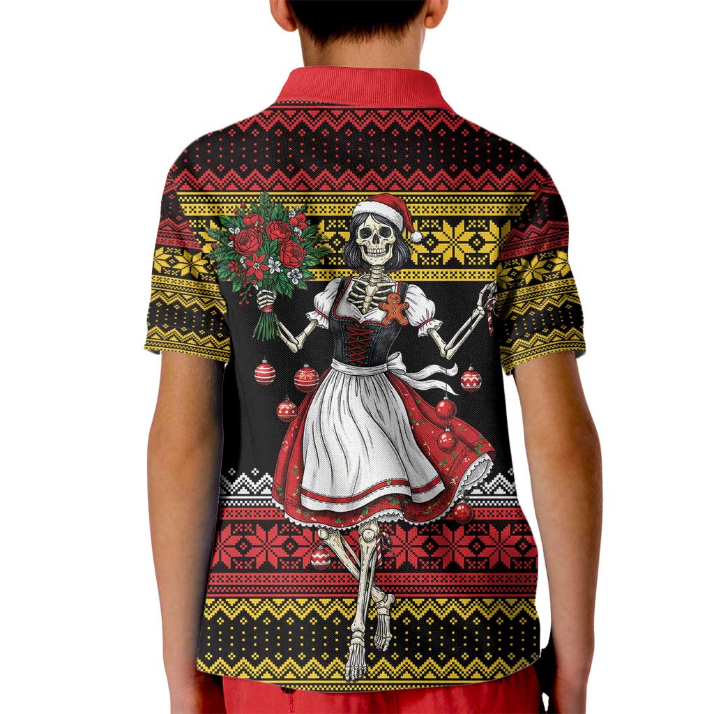 Dirndl Skeleton Dance Kid Polo Shirt Bavarian Gothic Christmas - Wonder Print Shop